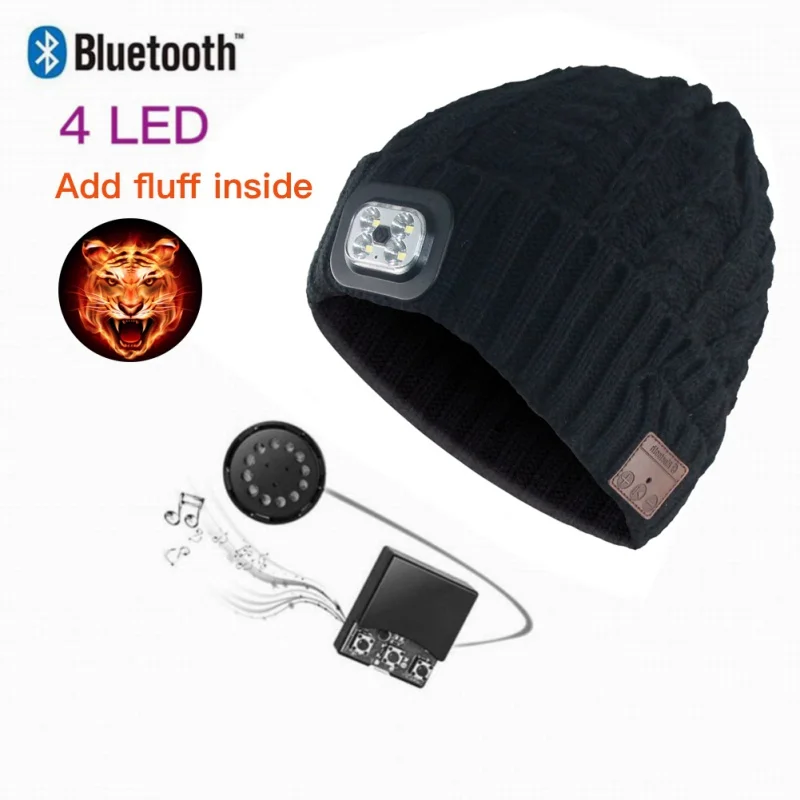 Беспроводной Bluetooth колпачок для наушников шапка вязаная плюс бархатная зимняя с