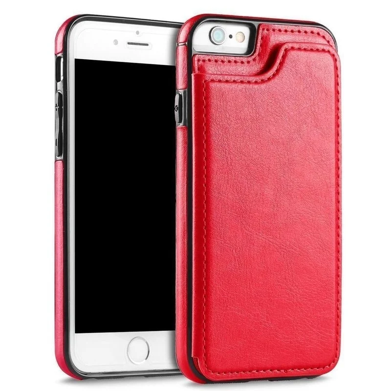Red Роскошный чехол-кошелек Fundas для iPhone 11 Pro XS Max XR 6 6s 7 8 Plus 5S мягкий чехол для samsung S10e S9 S8 Plus кожаный чехол для телефона - Цвет: Red