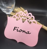 50pcs laser cut love crown name place seat paper wedding invitation table cards for party table decoration marriage favors