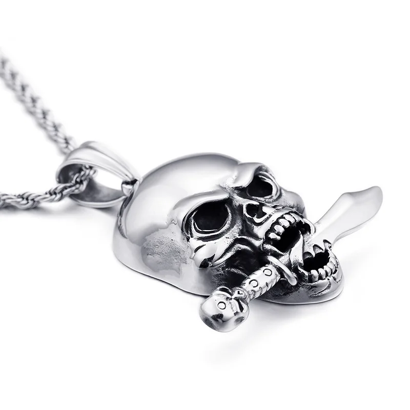 New Arrival Men's Hiphop Rocker Skull Pendant Necklace Jewelry Stainless Steel Cool Skeleton Necklaces & Pendants | Украшения и