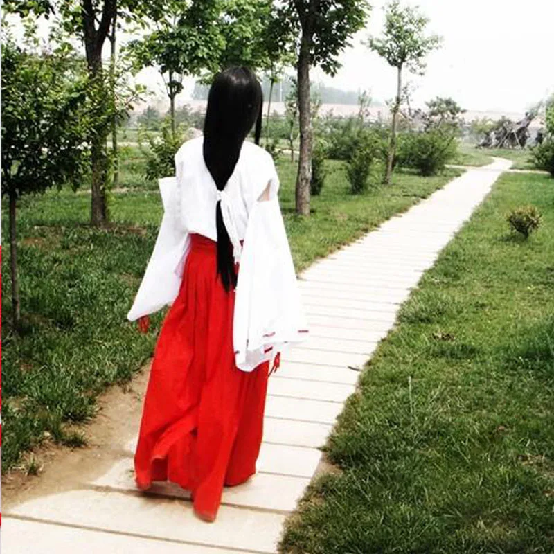 Coshome Inuyasha Kikyou костюм для косплея женские японские парики комплект кимоно черные