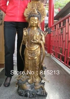 bi00100 huge tibet buddhism bronze gild dragon goddess of mercy kwan yin buddha statue