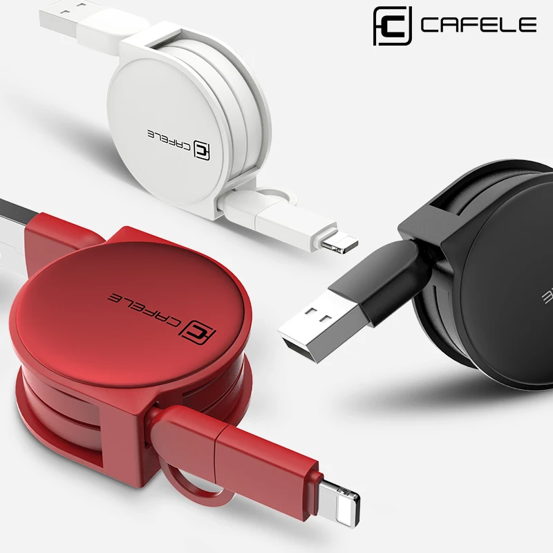 Кабель Cafele Type-C Micro USB 3 в 1 Зарядные кабели для iPhone X Xs Max Выдвижной зарядный кабель