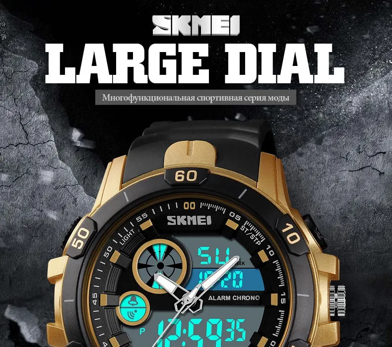 SKMEI Для мужчин Спорт на открытом воздухе часы Dual Time будильник День Дата Водонепроницаемый цифровой наручные часы, секундомер Relogio Masculino