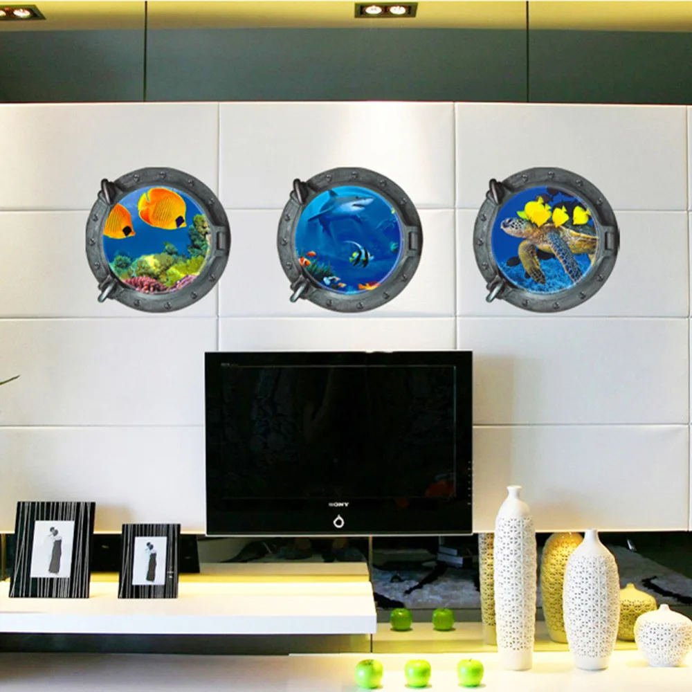 Новый стиль 3D домашнего декора наклейки дайвинг морской пароход украшения дома