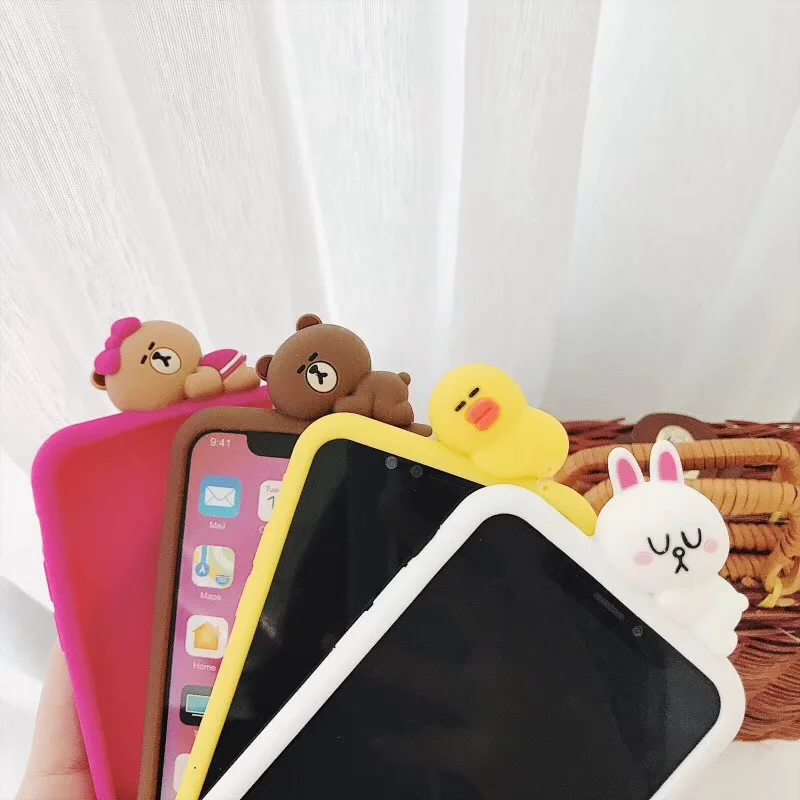 3D милый мультяшный спящий кролик цыпленок чехол для телефона для iPhone 6 6s 7 8 Plus X XR XS Max Мягкая силиконовая задняя крышка сумка Coque Funda