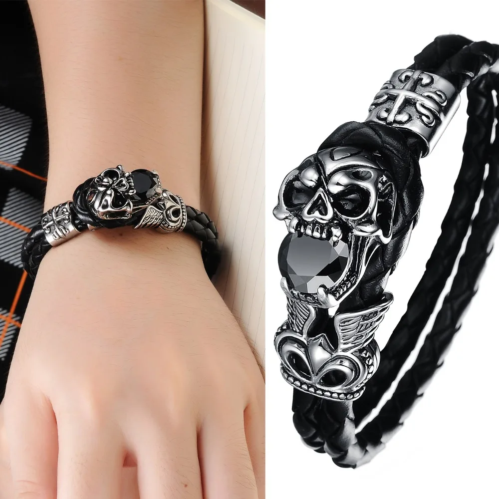 Trend Street Dance Bracelet Hot Jewelry Personality Domineering Ghost Head Leather 3-PH846 | Украшения и аксессуары