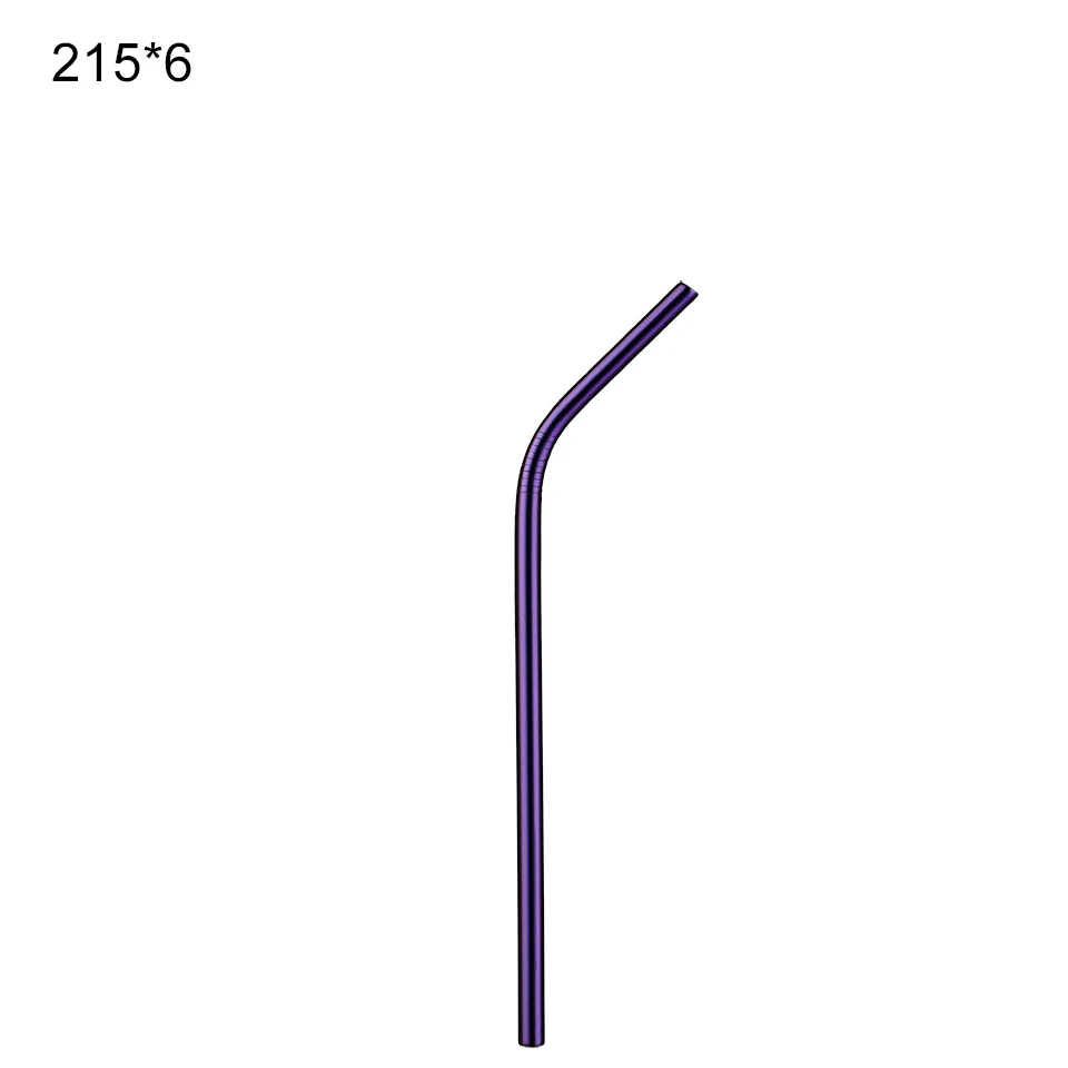 Purple 215-6 W Многоразовые металлические соломинки 304 из нержавеющей стали соломинка изогнутая прямая соломинка для напитков с чистящей щеткой вечерние аксессуары высокого качества - Цвет: Purple 215-6 W