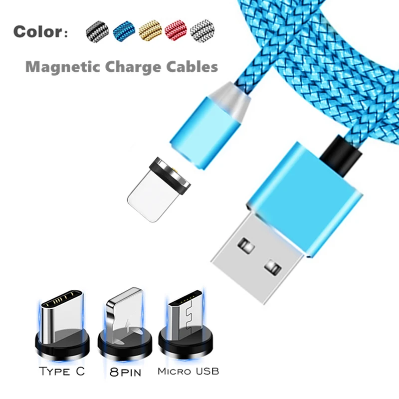 3 в 1 синий светодиодный магнитный Micro Тип usb-C зарядный кабель для передачи данных для iPhone SE 5S 7 8 плюс XS XR X samsung Xiaomi Redmi Note 4/5/6/7 Pro