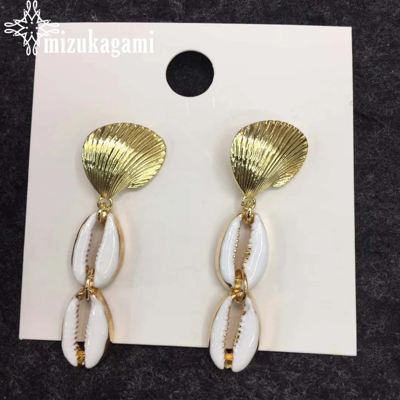 Серьги-пусеты в виде раковины золотые из цинкового сплава коннектор 19 мм 6 шт./лот