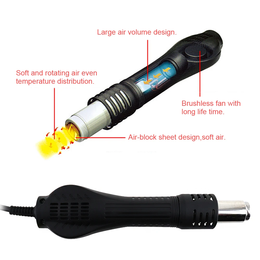 

Kaisi-858D New 220V 700W SMD Hot-Air Soldering Station Support LED Digital Display and Controllable Temperature + 3 Air Nozzles