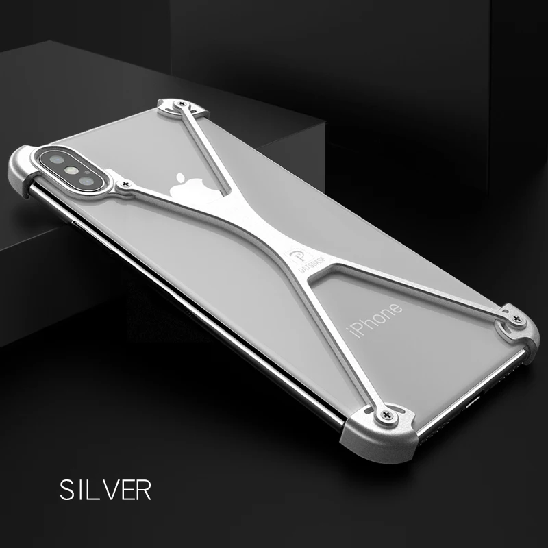 Silver No ring OATSBASF X форма с кольцом держатель чехол для iPhone XS оболочка для iPhone XS MAX чехол металлический бампер для iPhone X с подарочной стеклянной пленкой - Цвет: Silver No ring