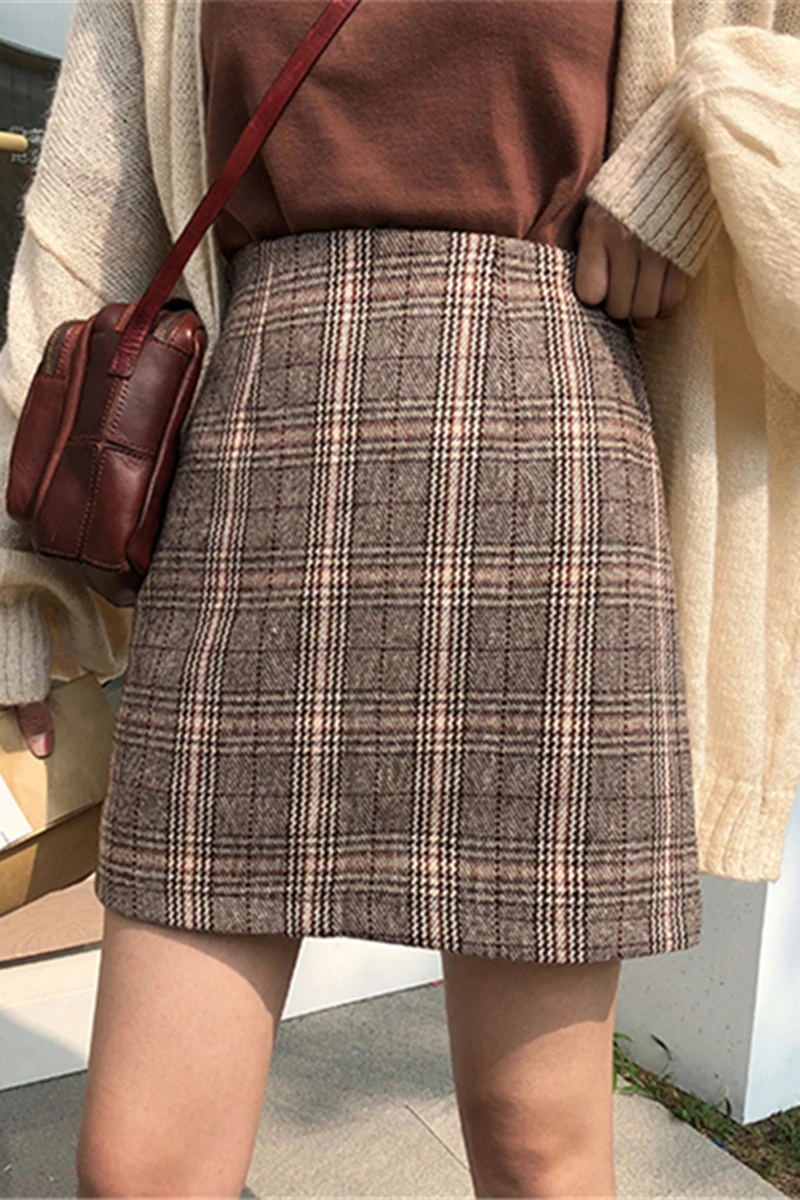 Женские повседневные юбки японский Harajuku Ulzzang винтажная клетчатая юбка с высокой талией женский корейский кавайный милый одежда для женщин