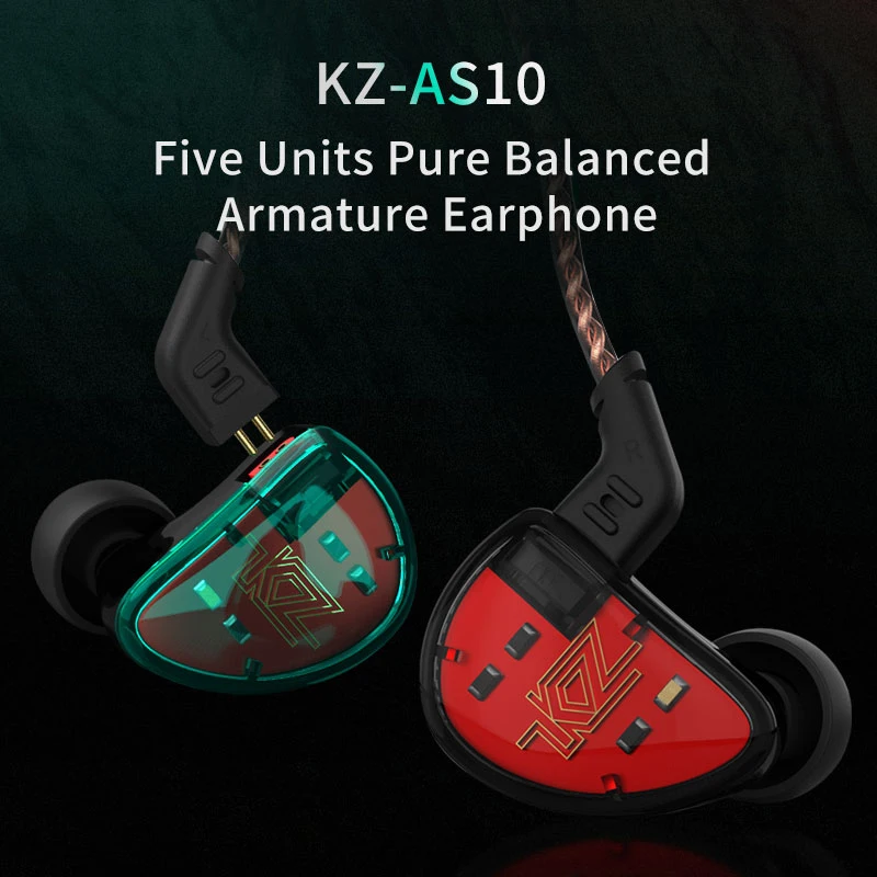 KZ AS10 наушники 5 сбалансированные арматурные наушники-вкладыши HIFI монитор с басом