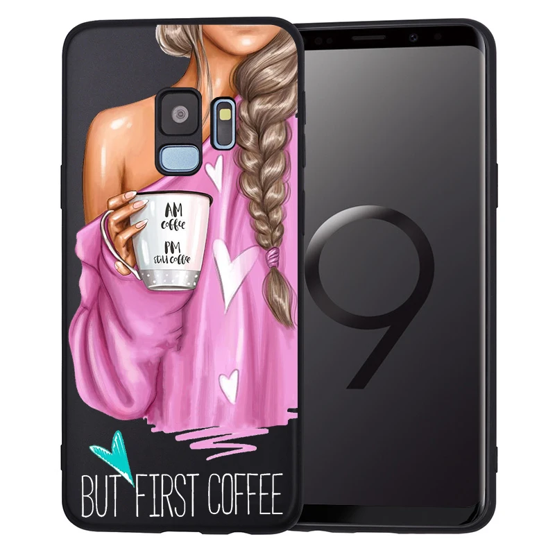 Чехол для Samsung Galaxy s8 S6 S7 S9 S10Lite J3 J5 J7 2017 J4 J6 J8 Plus Coque черный коричневый волос