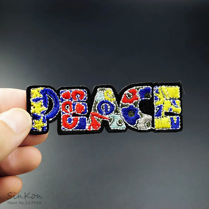 Патчи с вышивкой PEACE (Размер: x см) термоклейкая аппликация значки наклейки для