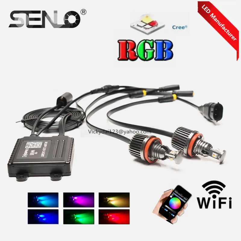 Wi Fi rgb h8 e92 глаза ангела цвета Изменение телефон управления для bmwX5 X6 E60 E82 E70 E71 E92 M3 F30