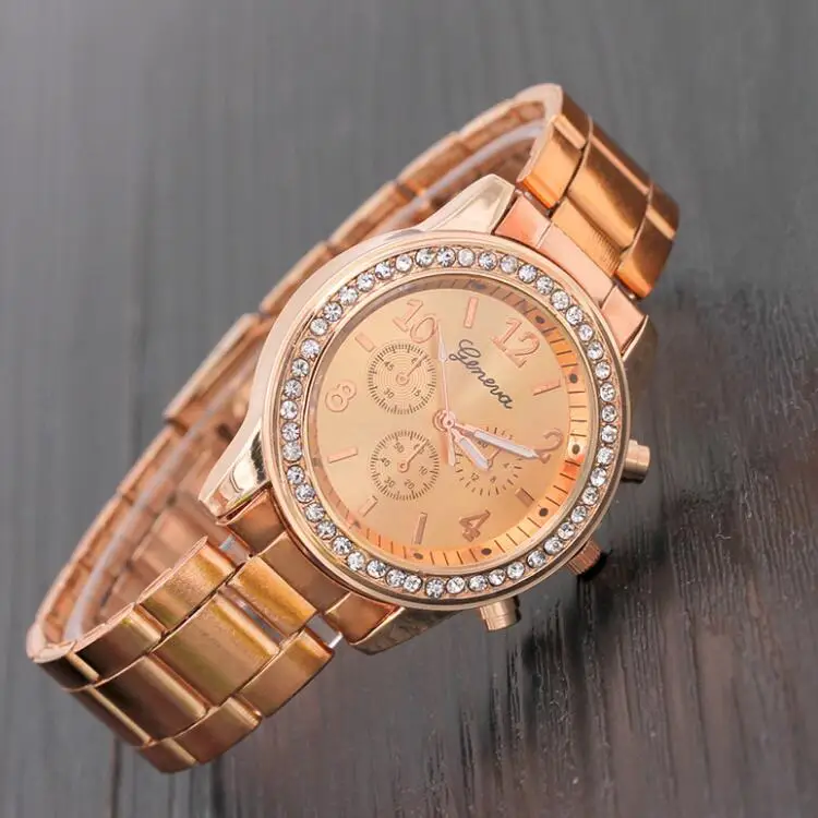 Роскошные брендовые часы розового золота роскошные женские кварцевые со