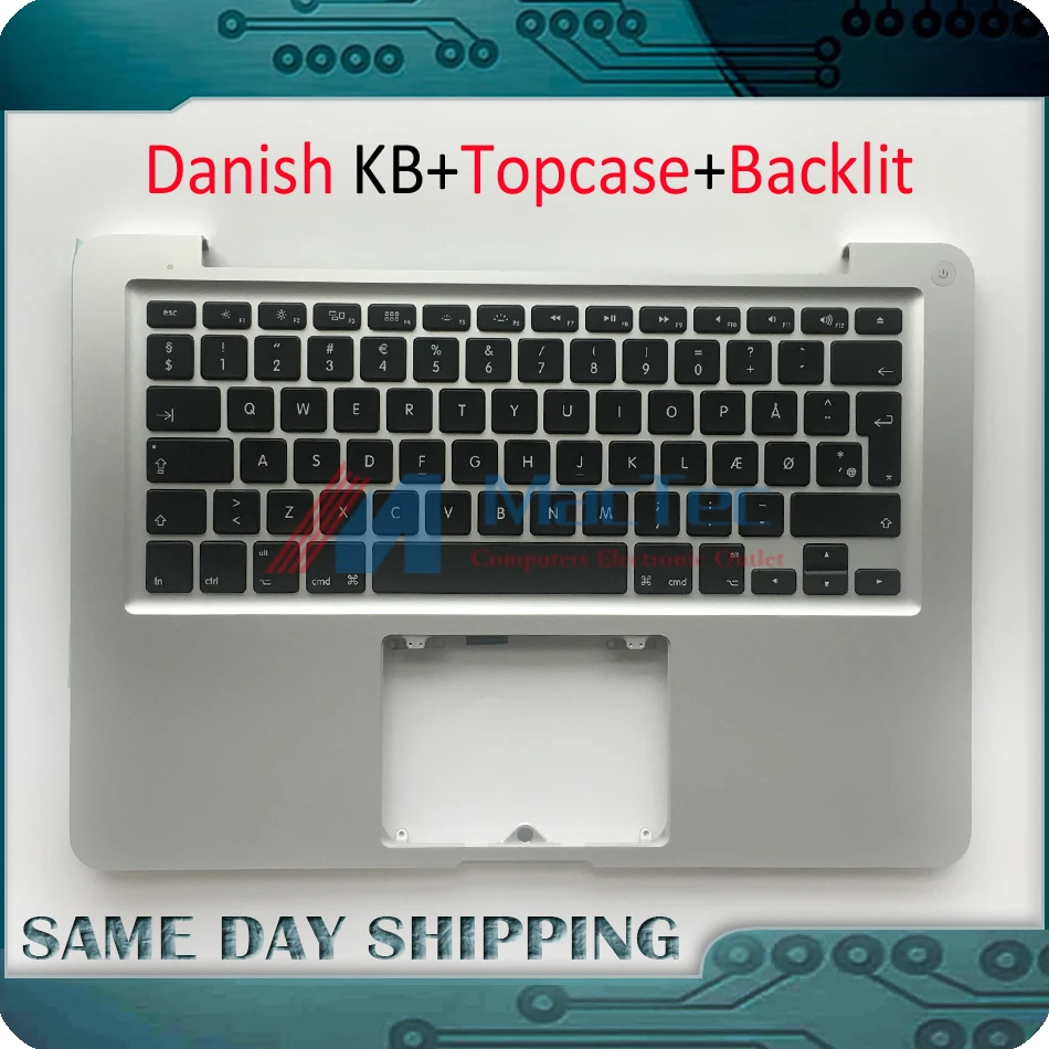Подлинная Новый A1278 palmrest Топ Дело Topcase w/Датский Дании DK клавиатура + Подсветка для
