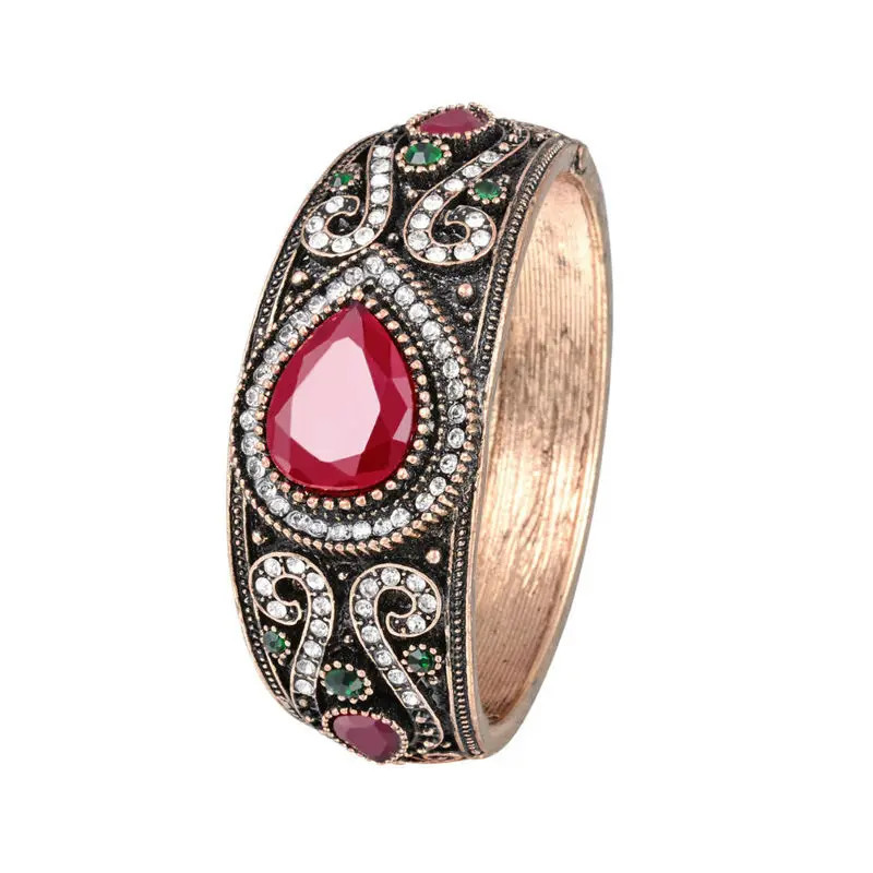 Женский Винтажный Зеленый браслет-манжеты в стиле ретро турецкие украшения