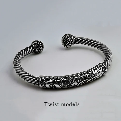 Браслет Настоящее серебро 925 пробы cкручивание плетение волос Twist weaving регулируемый браслет Рождественский подарок ювелирные изделия FB14 - Окраска металла: Twist models