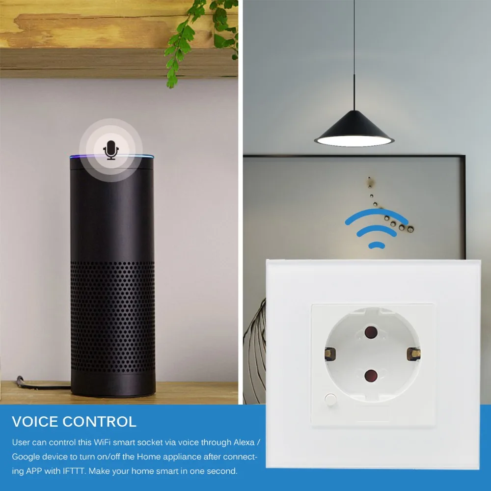 Умная настенная розетка стандарт ЕС wifi розетка 10A совместима с Alexa/Google Home