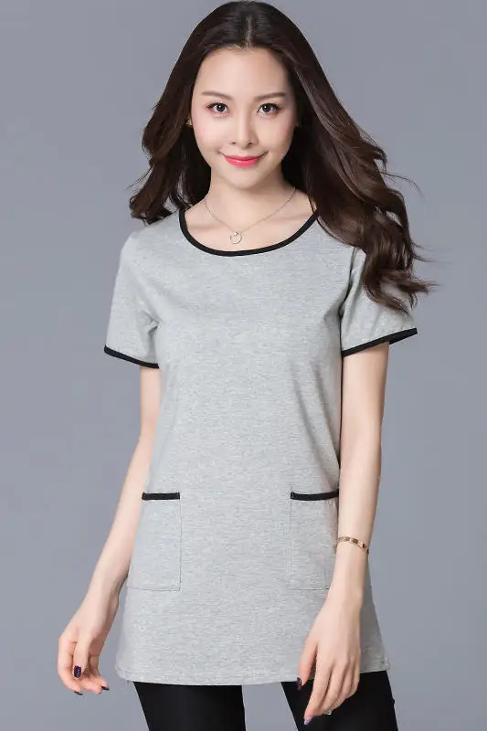 2017 Мода Повседневная Светло-Серый Женские Футболки Свободный Тип С Коротким