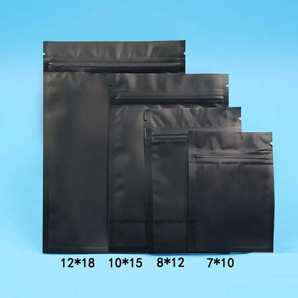 Dura-Aid 100/500 шт Еда сумки для хранения металлического материала майлар Ziplock мешки с плоским дном черный Алюминий Фольга небольшой замок типа молния Пластик сумки - Цвет: Black