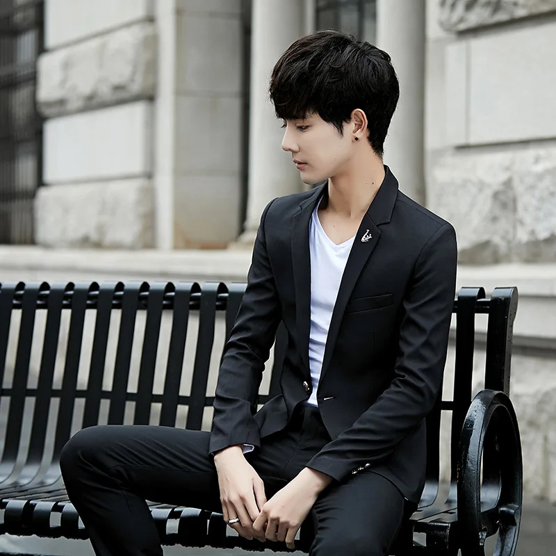 Мужские Костюмы 2018 Slim Fit корейский Роскошный деловой Блейзер свадебный костюм