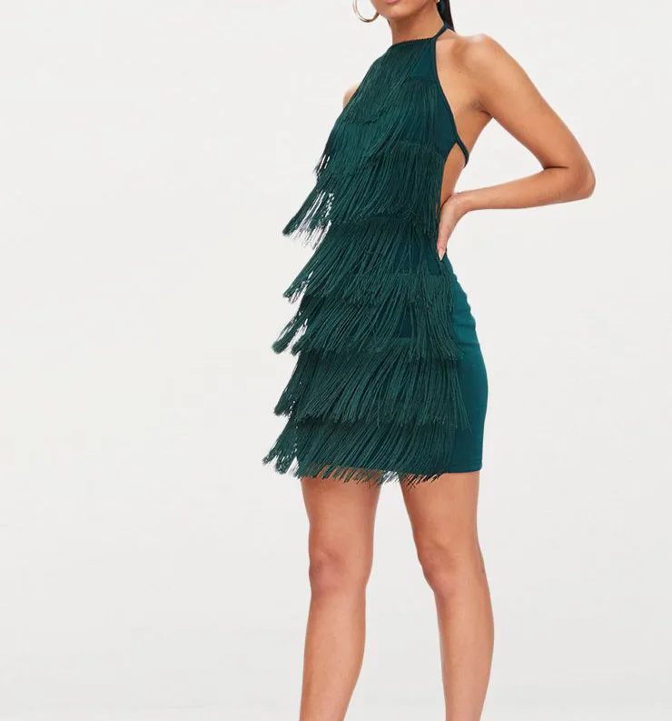 Женское облегающее мини-платье на бретельках с открытой спиной Клубное летнее