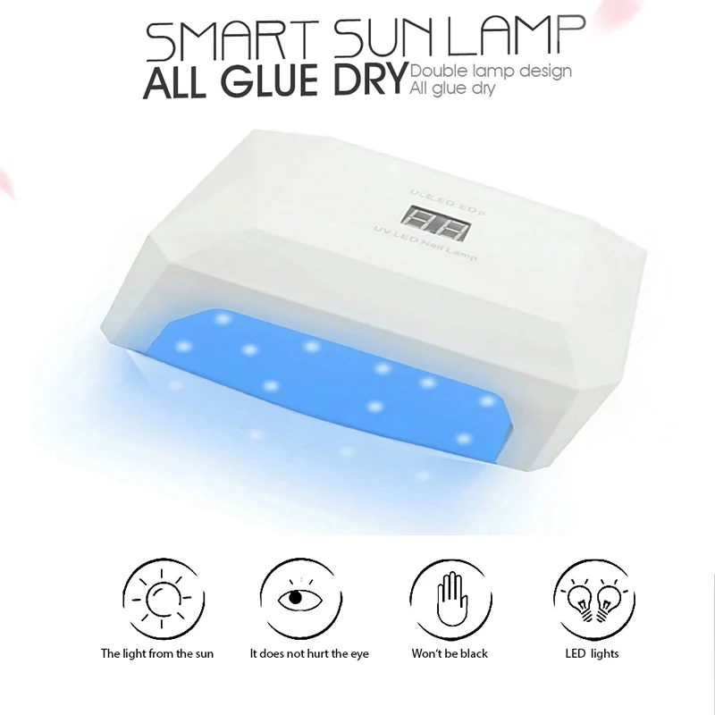 NOOSION Diamond UV Led Nail Lamp 36W Digital Display Double For All Gel Polish LED Smart Dryer Machine lampe uv ongle | Красота и