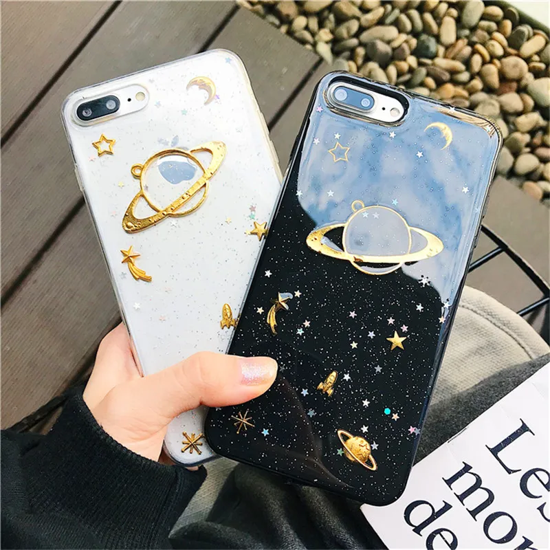Милый мультфильм планета Луна Чехол для телефона iPhone 7 6 6S 8 плюс X XS MAX XR звездное