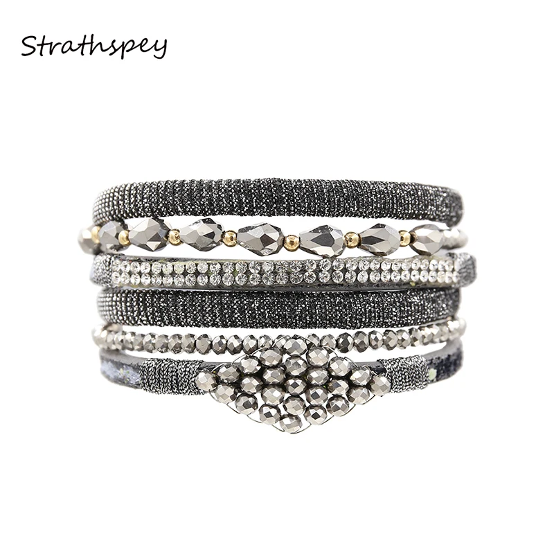 STRATHSPEY Модный женский набор из разнорядных кристаллов со стразами и бусинами