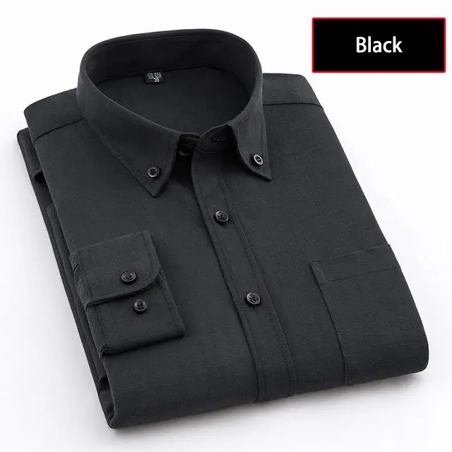 Black Shirt 8 цветов, простые мужские рубашки с длинным рукавом, повседневные, осень-весна, хлопок, Оксфорд, деним, мужские рубашки, плюс размер, M-5XL, одноцветные, мулс, брендовая одежда - Цвет: Black Shirt