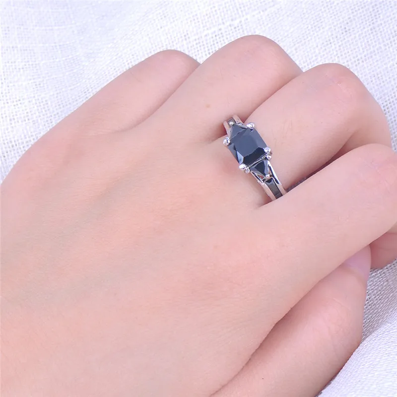 Винтажное модное квадратное кольцо из черного камня для женщин/мужчин свадебные