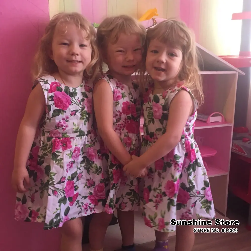 Детское платье из 100% хлопка для подростков без рукавов с цветочным принтом