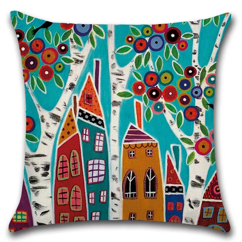 Мультяшная ретро деревенская наволочка для подушки из хлопка и льна автомобиля