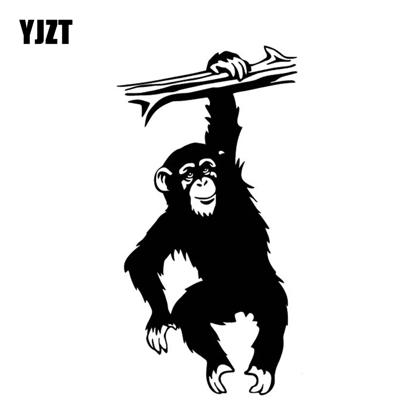 

YJZT 8.9CM*16.8CM Monkeys Hanging From Branches Decor Car Sticker Car Door Vinyl Decal Black/Silver C4-1873