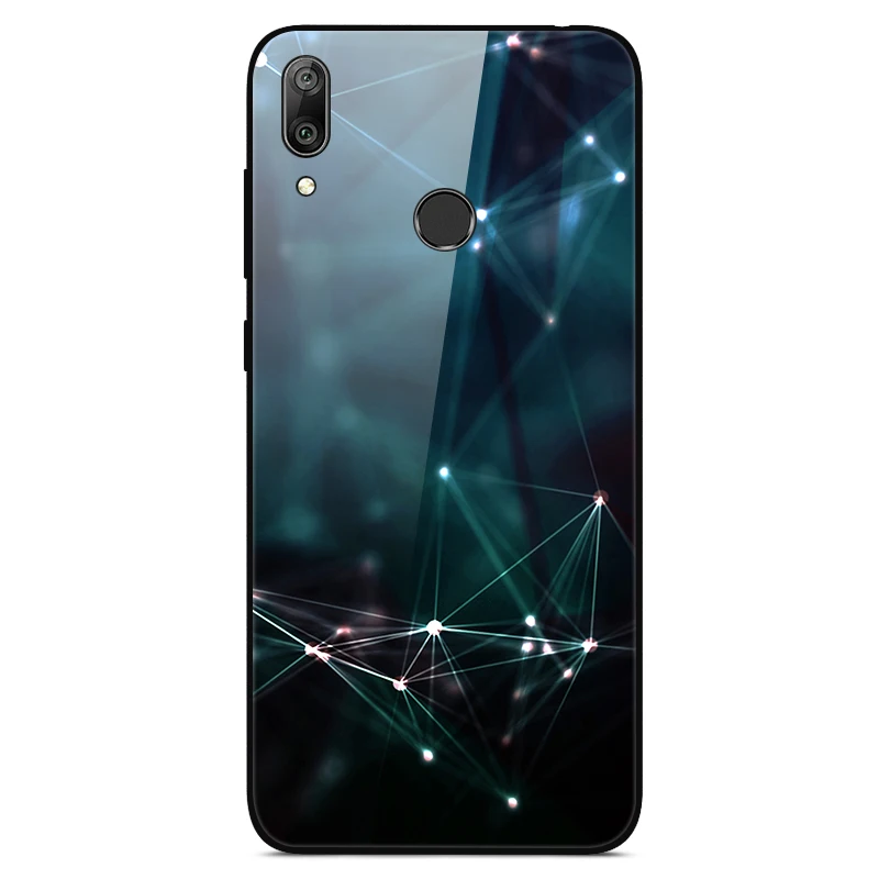 Чехол для телефона s для huawei Y7, жесткая задняя крышка из закаленного стекла для huawei Y7, чехол Y 7, мягкий бампер, художественный чехол 6,26