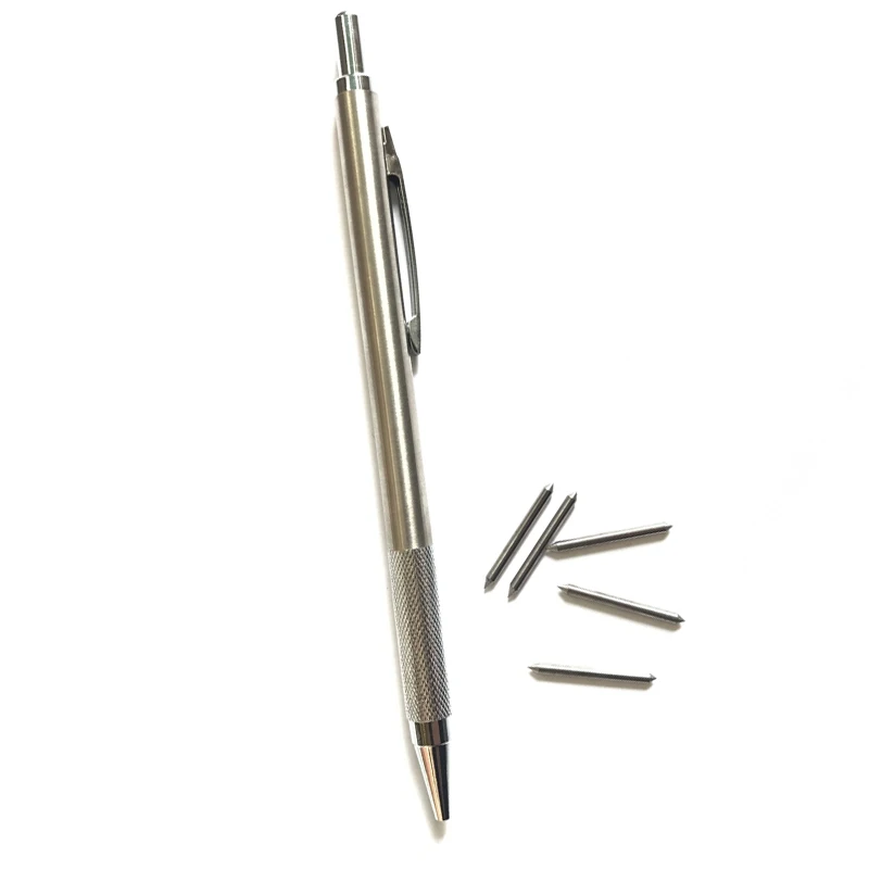 Silver Tungsten Tip Scriber Engraving Pen with Clip for Glass Ceramic Metal Sheet QJ888 | Инструменты