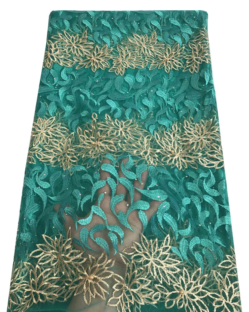 Новейший дизайн 2019 зеленая африканская Тюлевая кружевная ткань