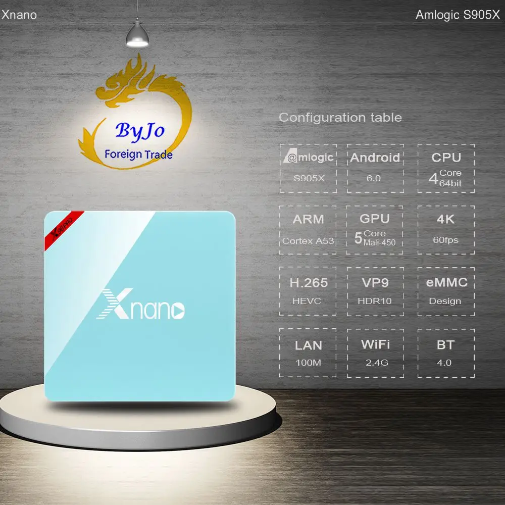 Xnano Android 6 0 TV Box Amlogic S905X четырехъядерный ARM Cortex A53 Top X96 Pro blueteeth box | Электроника