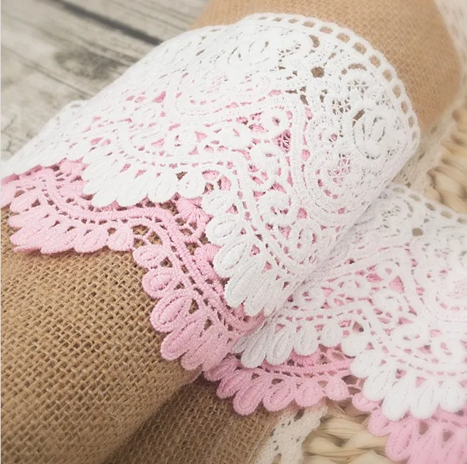 Белые и розовые кружевные швейные принадлежности хлопковая вышивка цветами