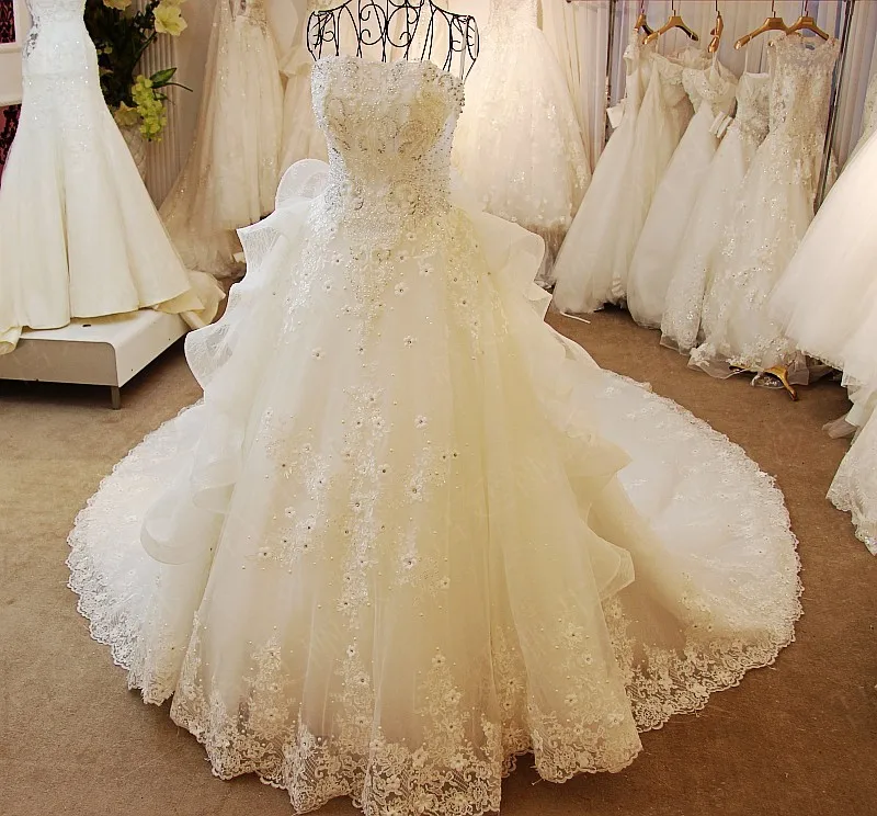 Vestidos De Noiva Романтические свадебные платья без бретелей бальное платье Свадебные платья с жемчугом кружево черное свадебное платье с бисером ремни
