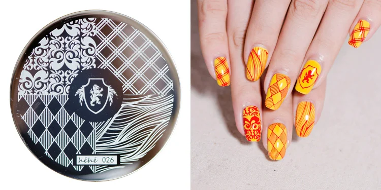 

1Pcs Round Nail Art Stamping Plate Animal/Feather/Flower Pattern Manicure Image Template Stencil DIY Nails Art Tools hehe25-36