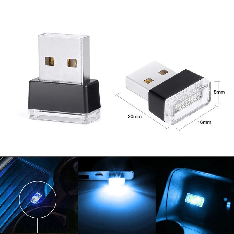 USB СВЕТОДИОДНЫЙ светильник s Универсальный ПК штекер интерьер автомобиля Ночной светильник красный/синий/белый авто мотоцикл декоративная лампа