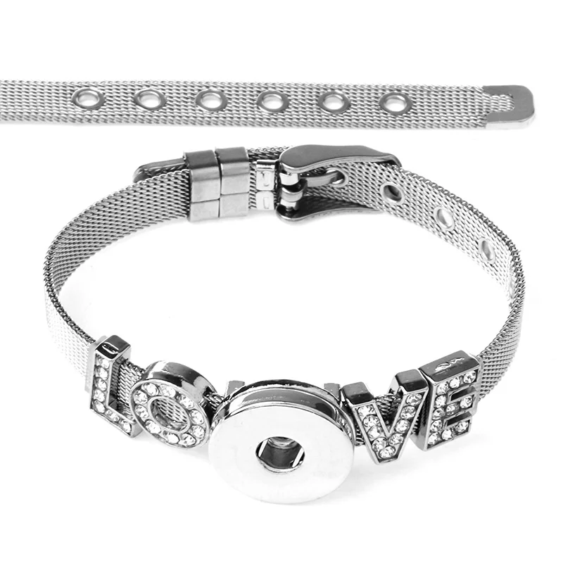 

New Snap Jewelry Stainless Steel Charm Bracelet For Woman Fit 18mm Snap Button Jewelry The Bloomer Snap Bracelets For Women