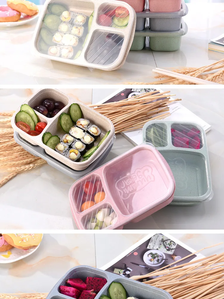 Многофункциональный Ланч-бокс Bento из пшеничной соломы для микроволновой печи, контейнер для фруктов, контейнер для хранения для детей, взрослых, для пикника, фитнеса, Органайзер