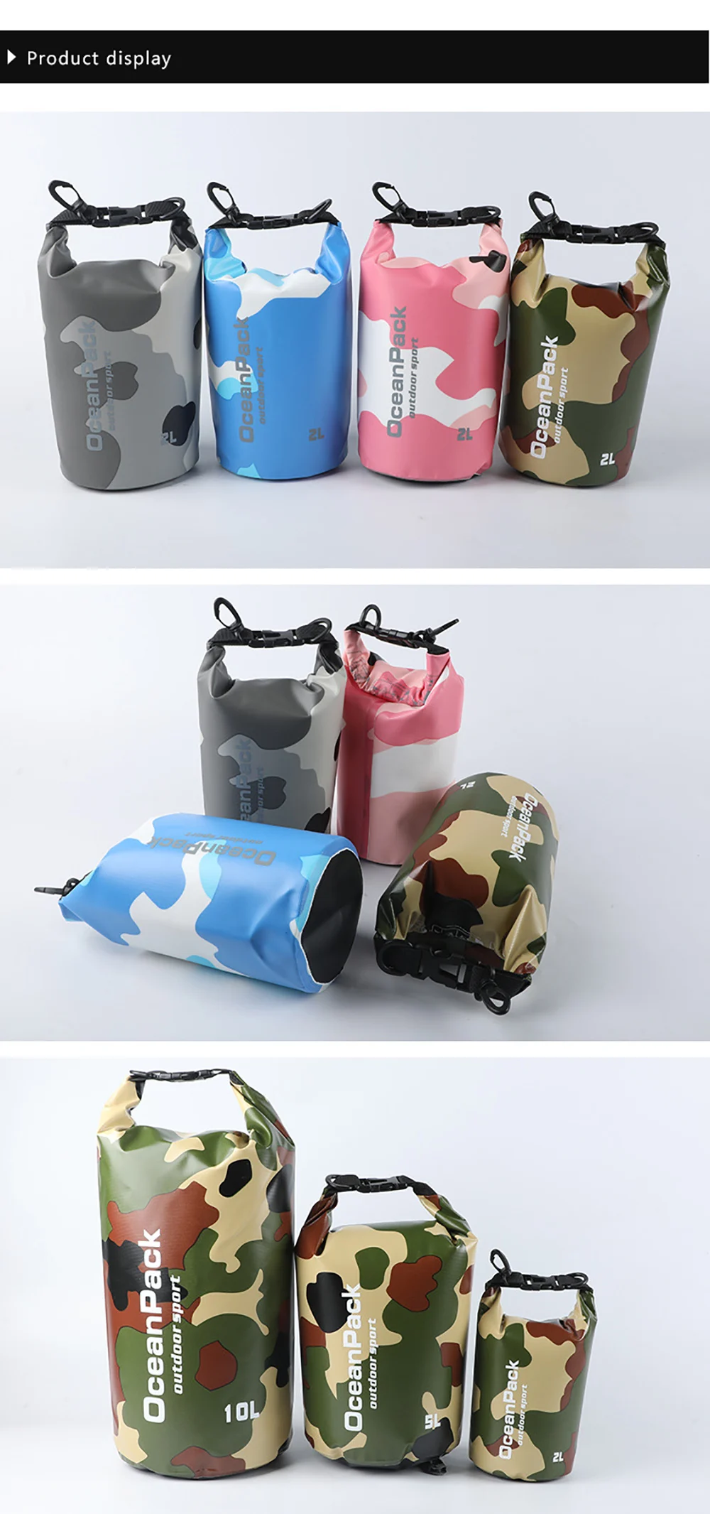 2L/5L/10L/15L/20L/30L утолщенная камуфляжная Водонепроницаемая наружная рафтинговая ПВХ сухая сумка на плечо для хранения Океанский рюкзак для плавания