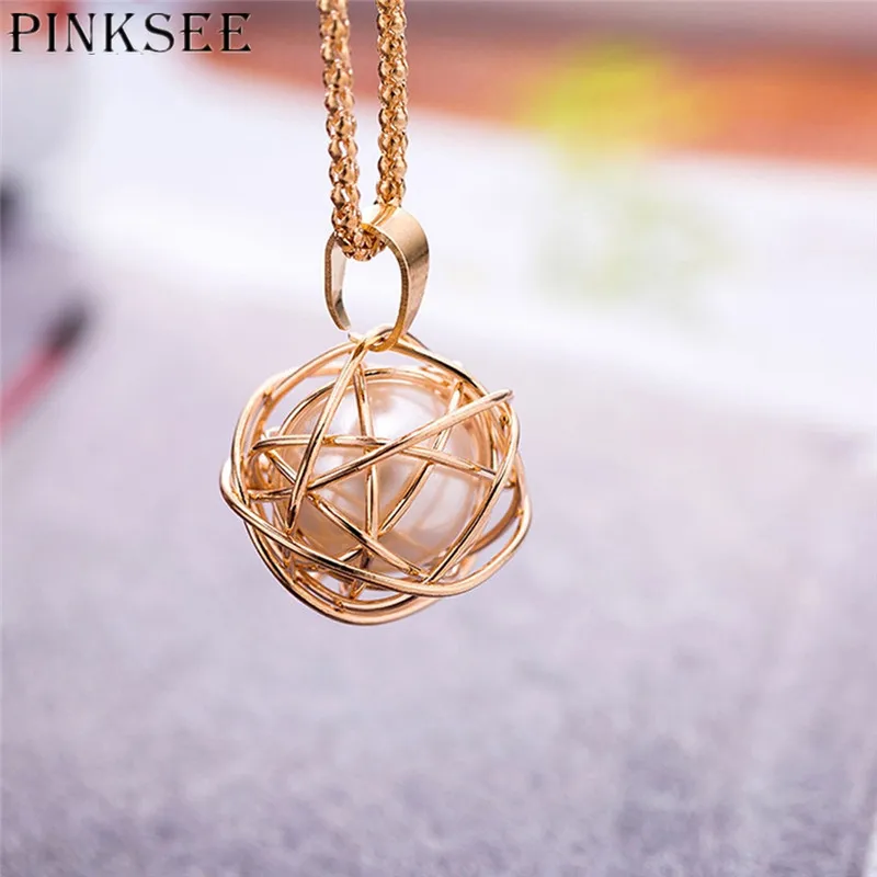 Ожерелье PINKSEE с подвеской из искусственного жемчуга полый сферической формы
